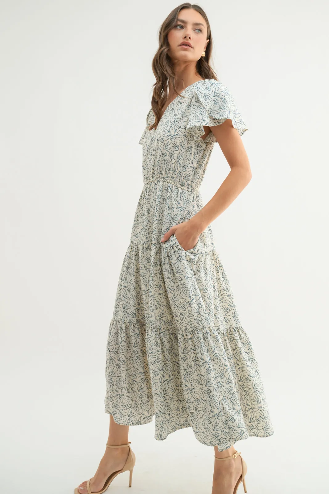 Riley Tulip Sleeve Midi Dress