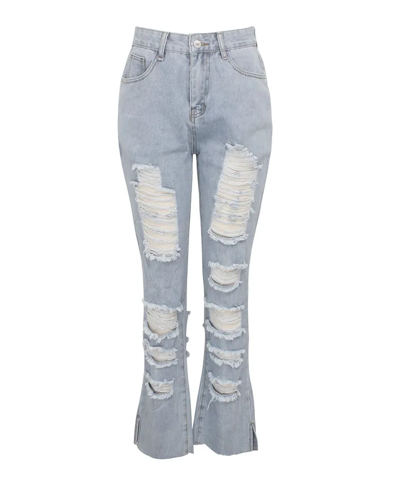 Ripped Straight Jeans
