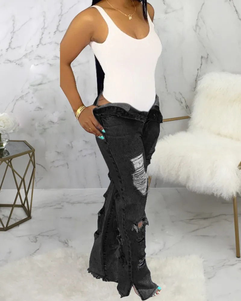 Ripped Straight Jeans