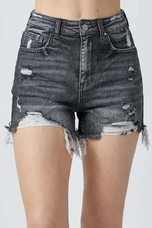 Risen High Rise Distressed Shorts, S-XL