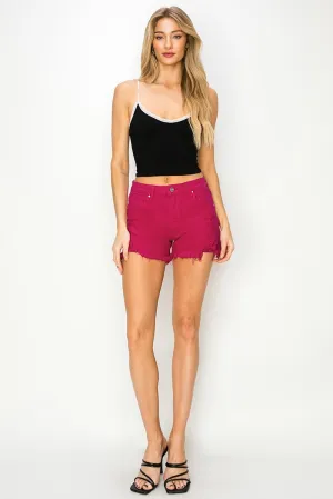 Risen | Mid Rise Frayed Hem Shorts