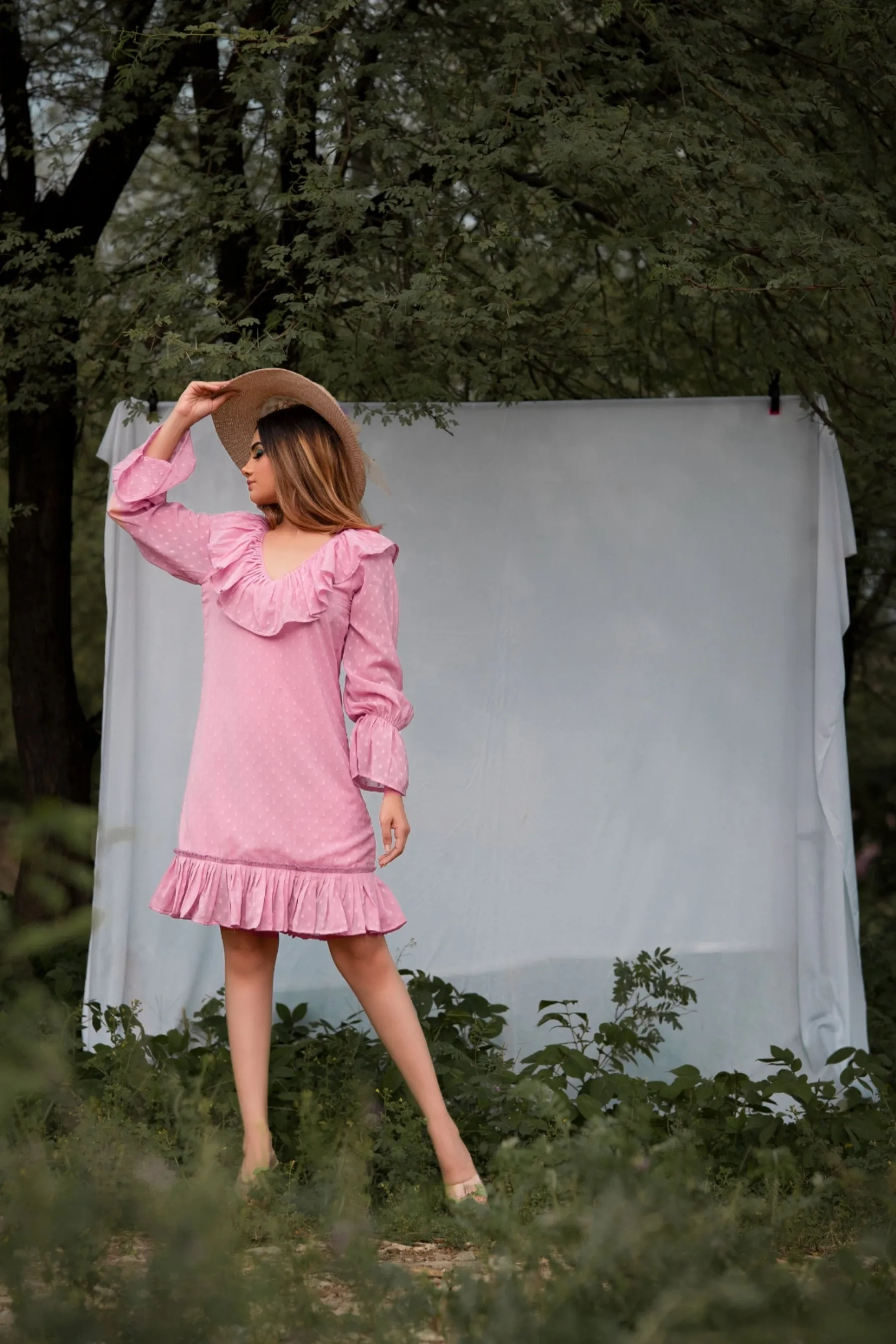 Rose Pink Ruffle Dress