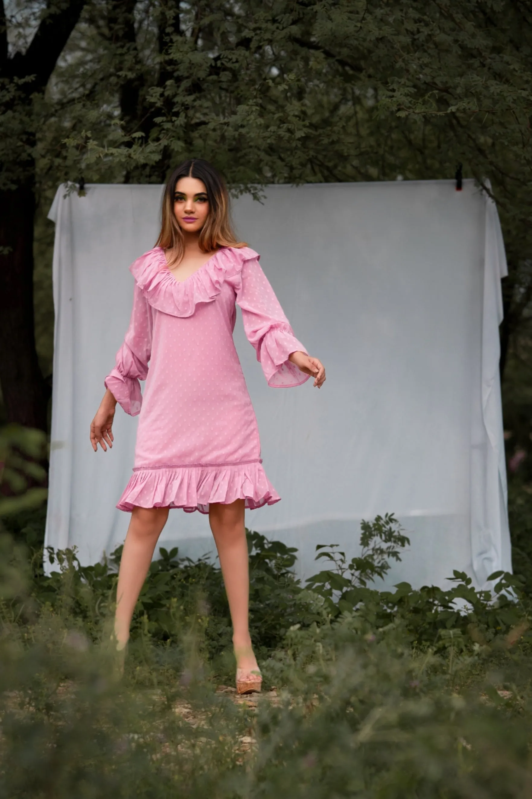 Rose Pink Ruffle Dress