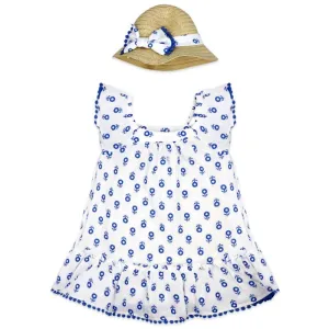 Rose Textiles - 2Pk Baby Girls Dress Set, Blue Floral