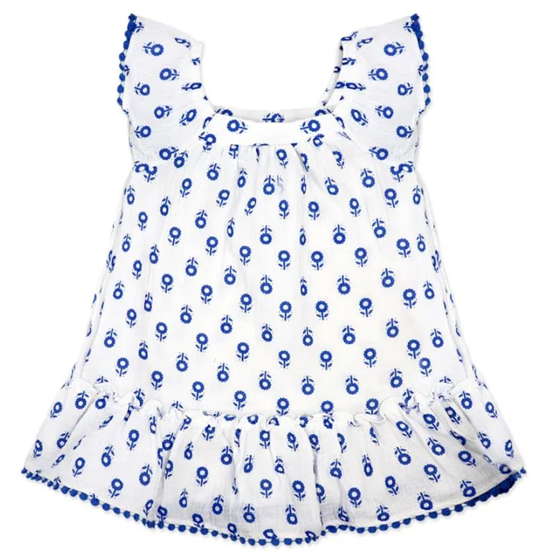 Rose Textiles - 2Pk Baby Girls Dress Set, Blue Floral
