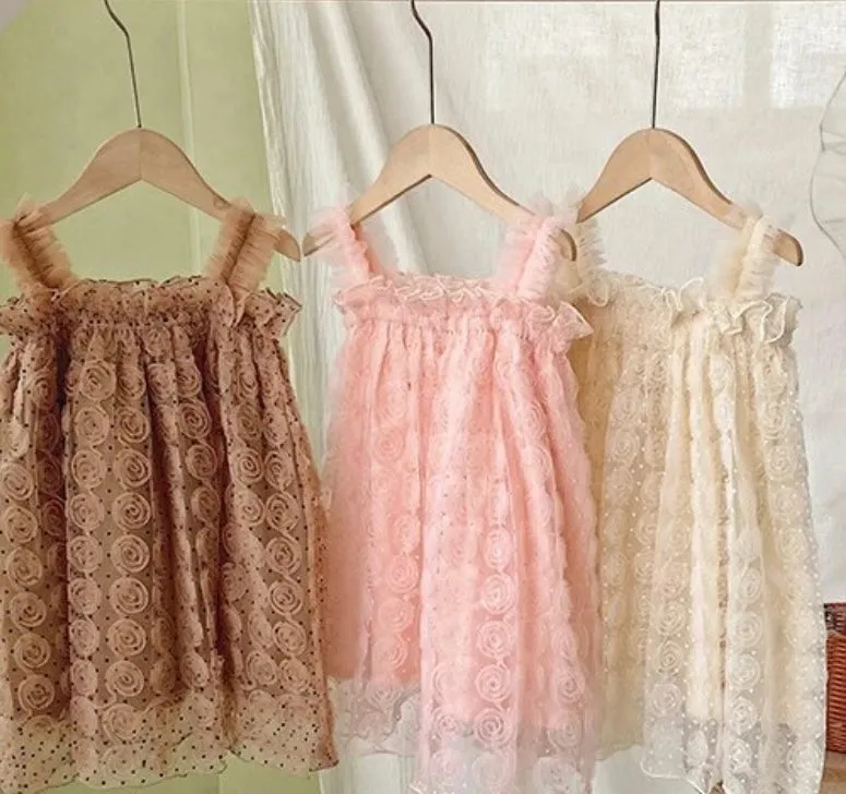 Rose Tutu Dress - Beige