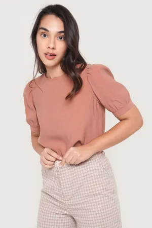 Round Neck Puff Sleeve Shirt