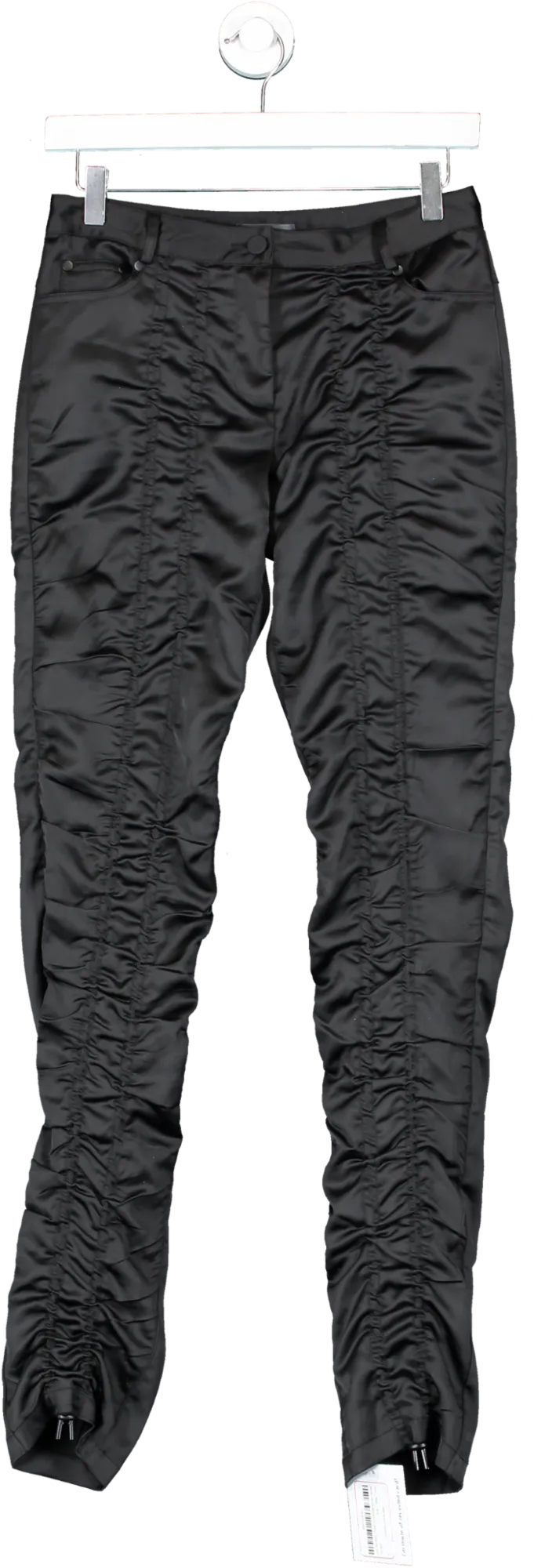 Ruve Black Satin Ruched Trousers UK S
