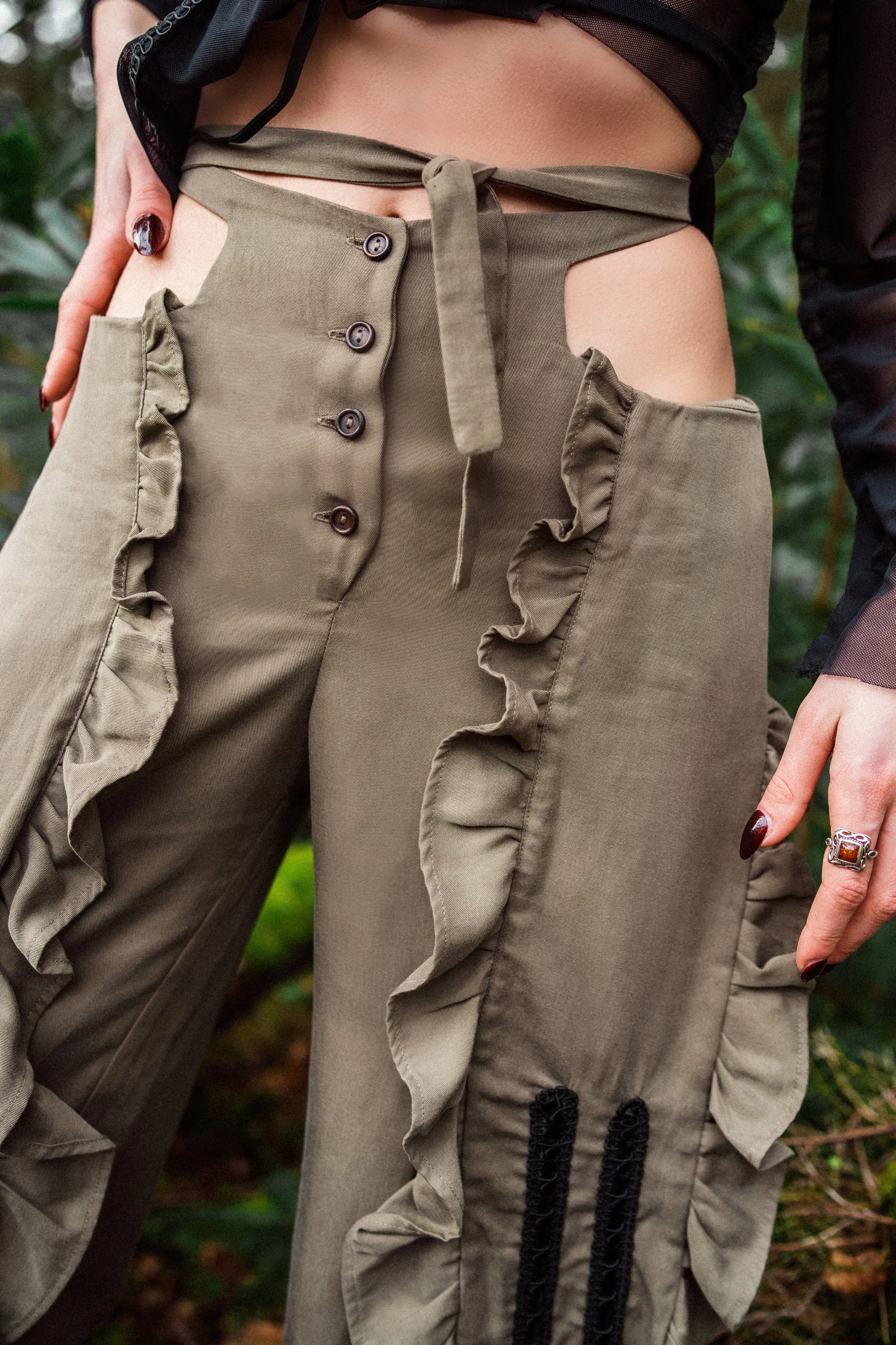 Sage Drape High-Low Trousers