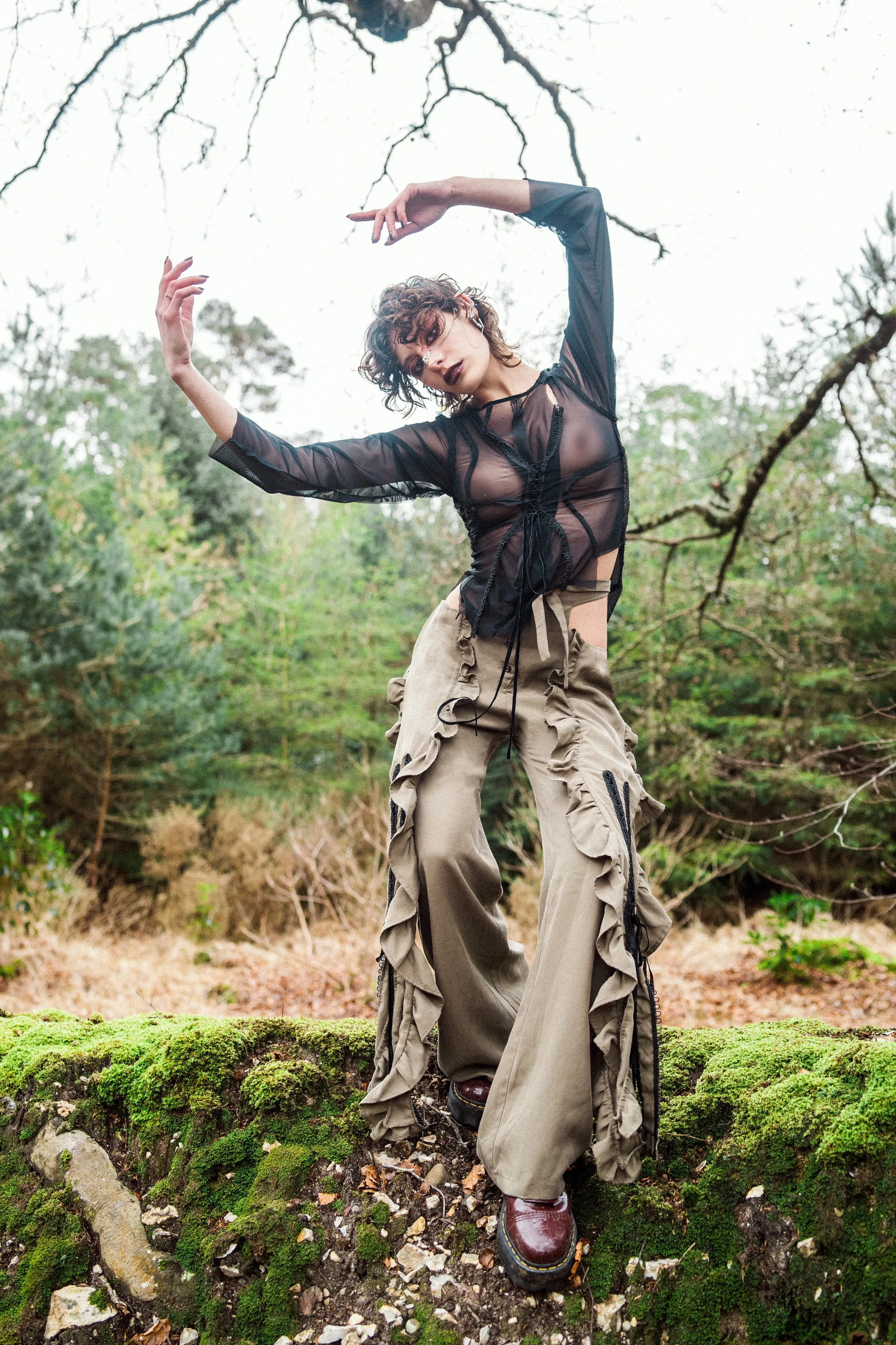 Sage Drape High-Low Trousers