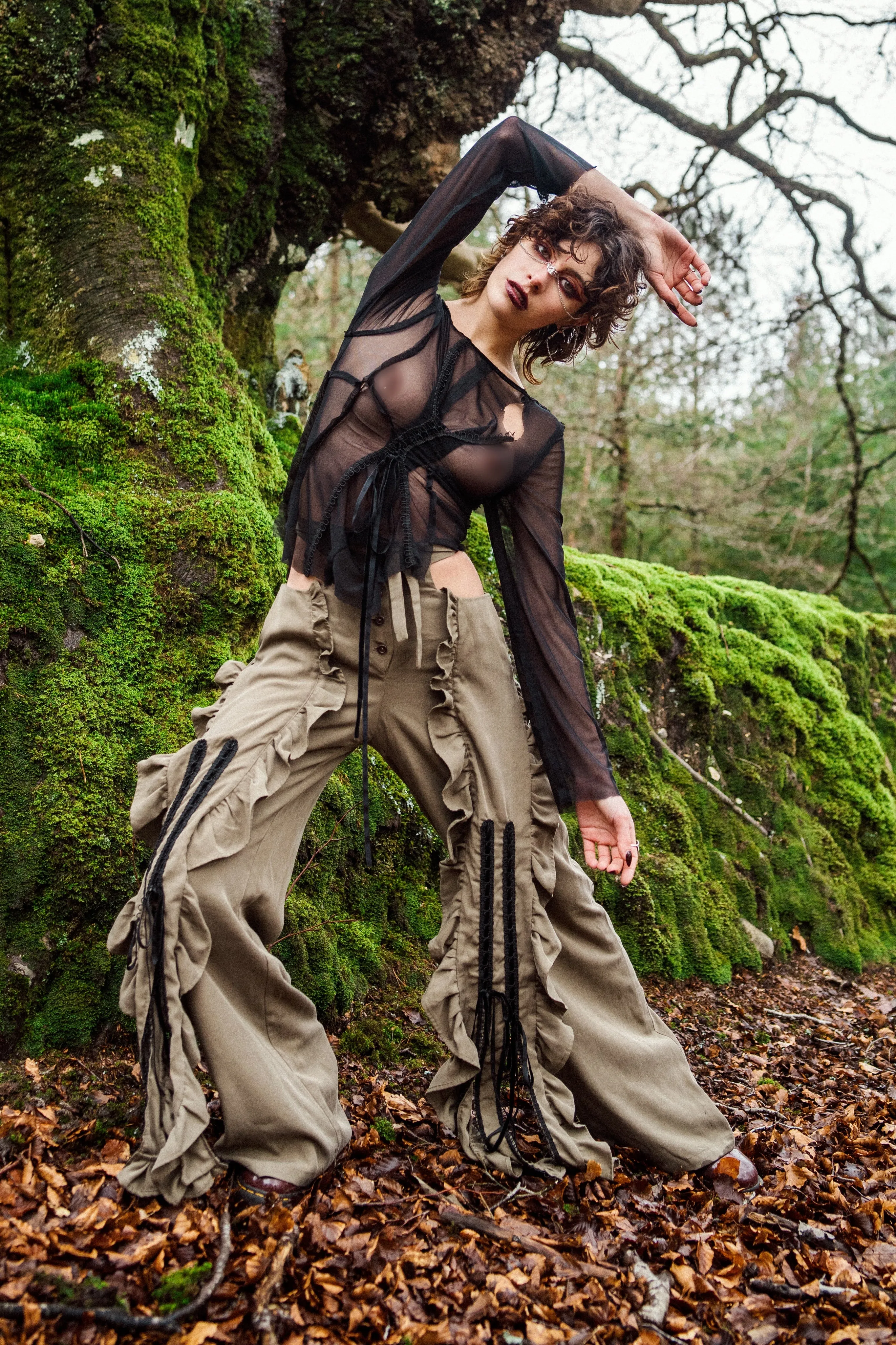 Sage Drape High-Low Trousers