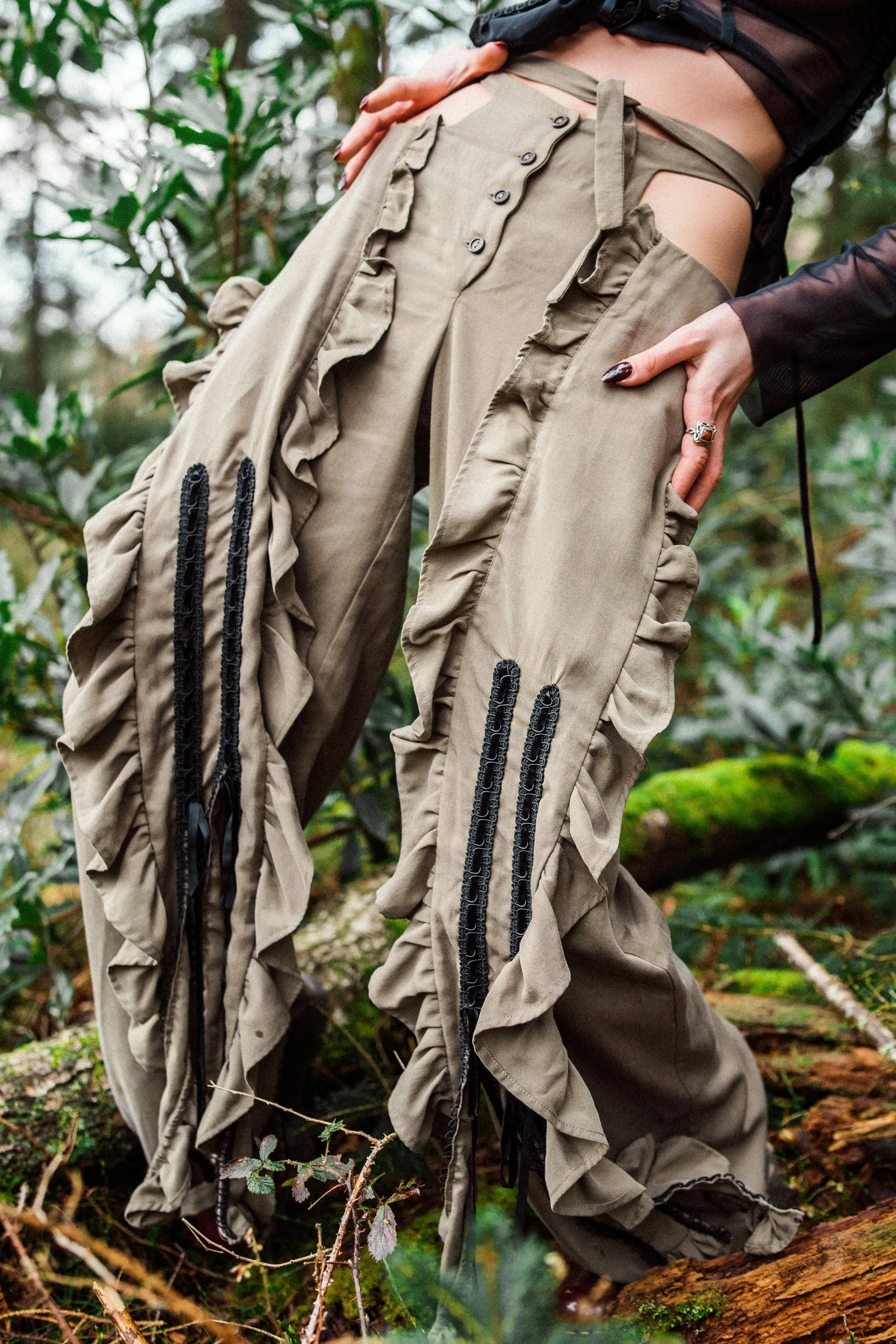 Sage Drape High-Low Trousers