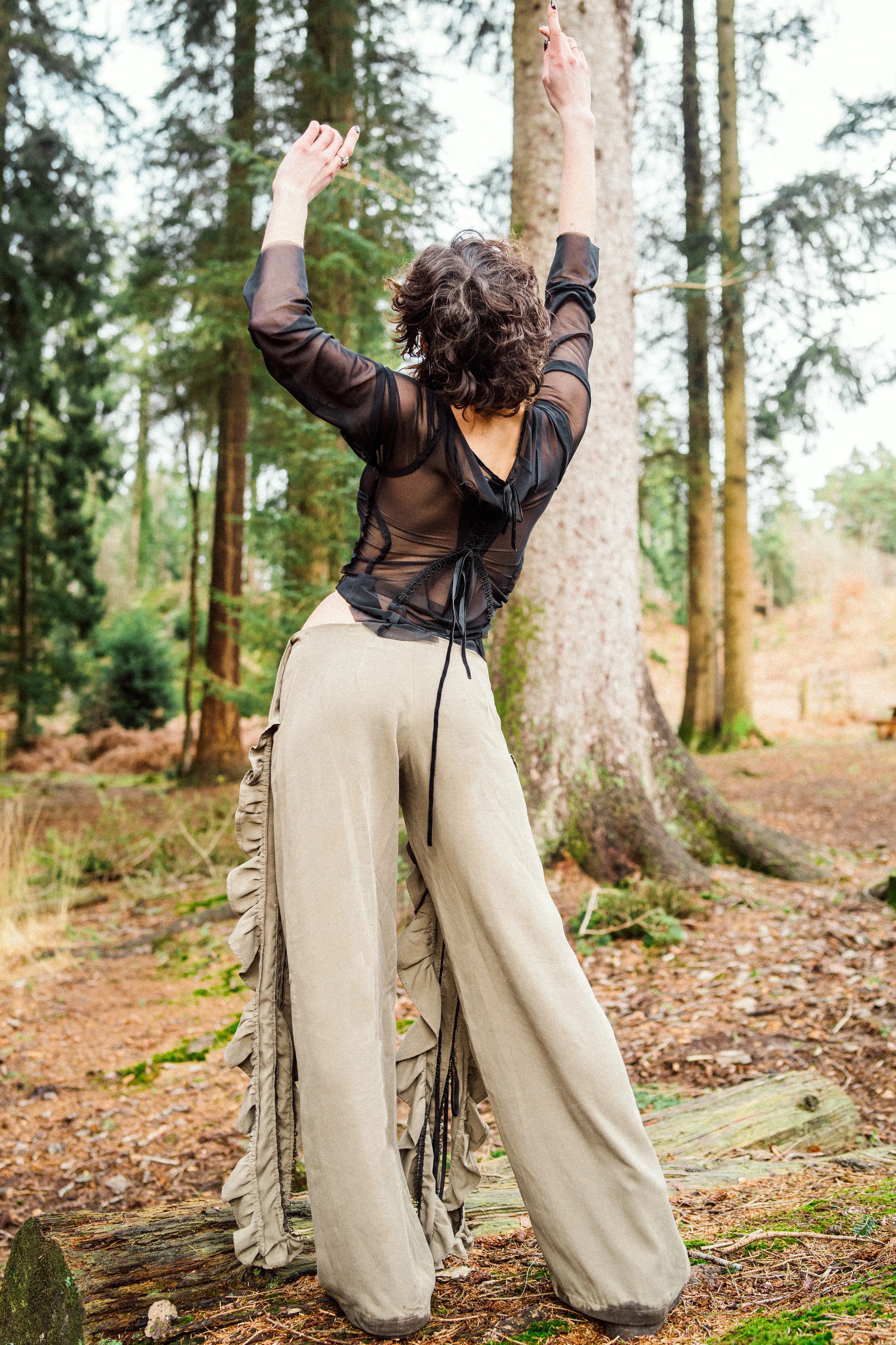 Sage Drape High-Low Trousers