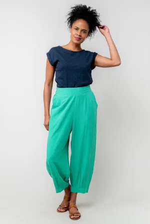 Sail Green Linen Blend Cropped Trousers