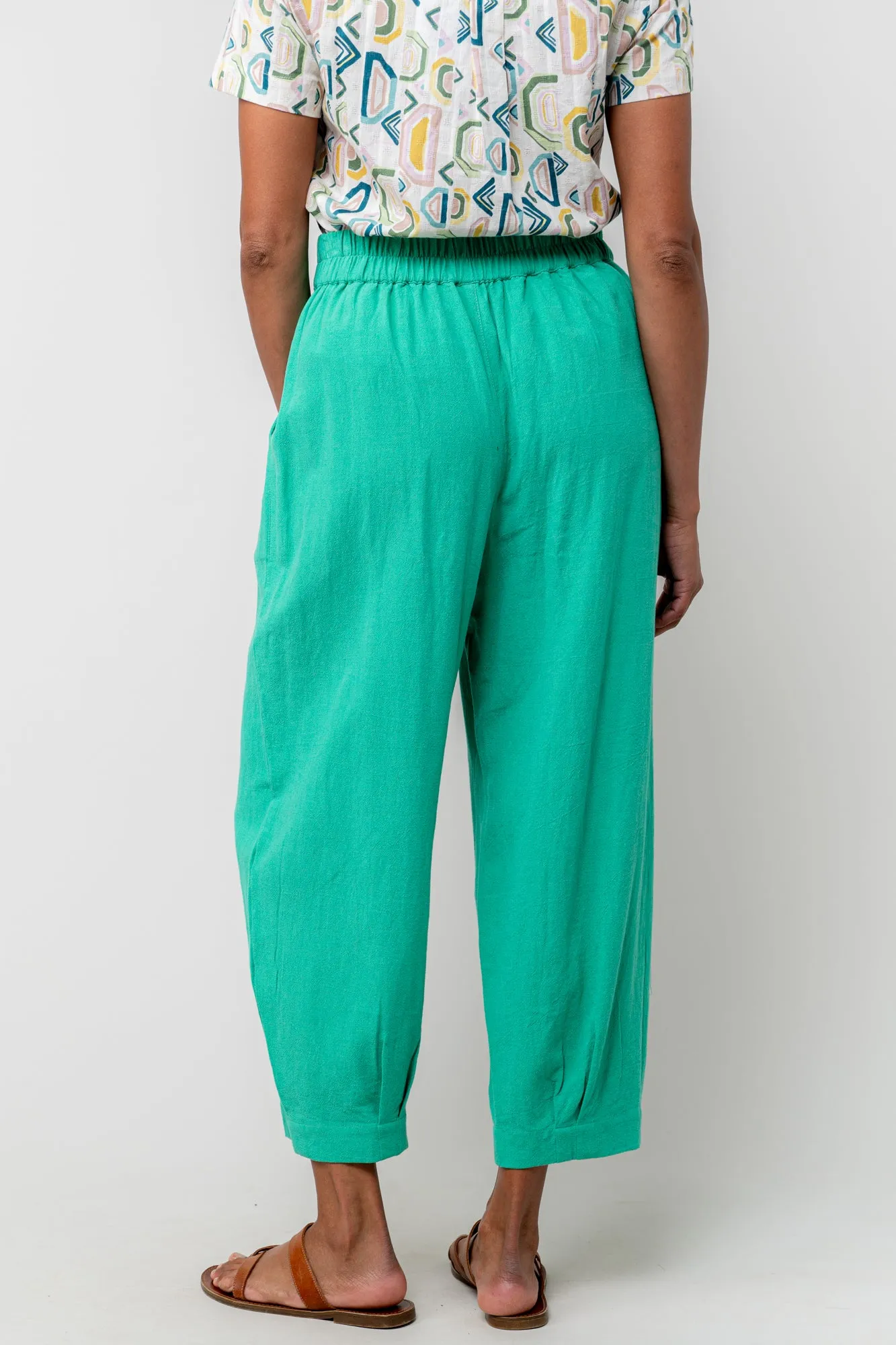 Sail Green Linen Blend Cropped Trousers