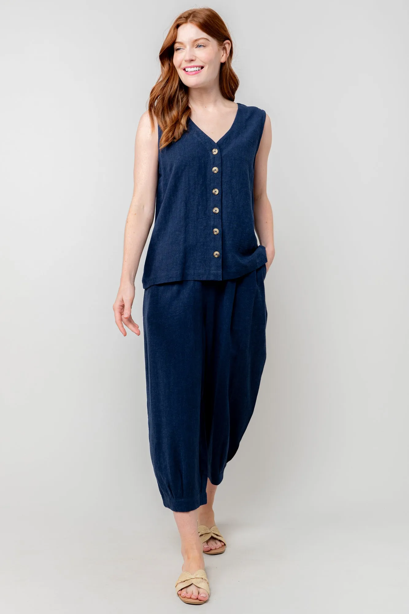 Sail Linen Blend Cropped Trousers