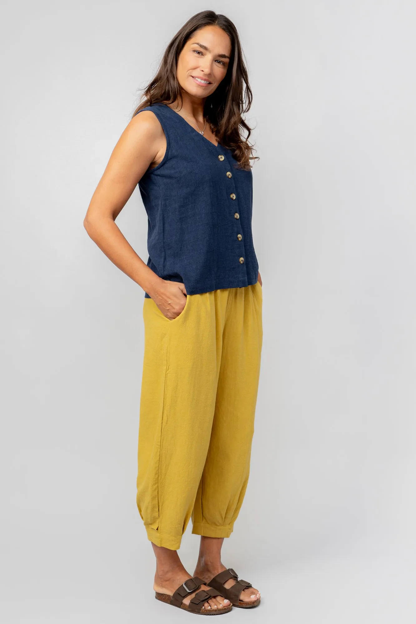 Sail Linen Blend Cropped Trousers