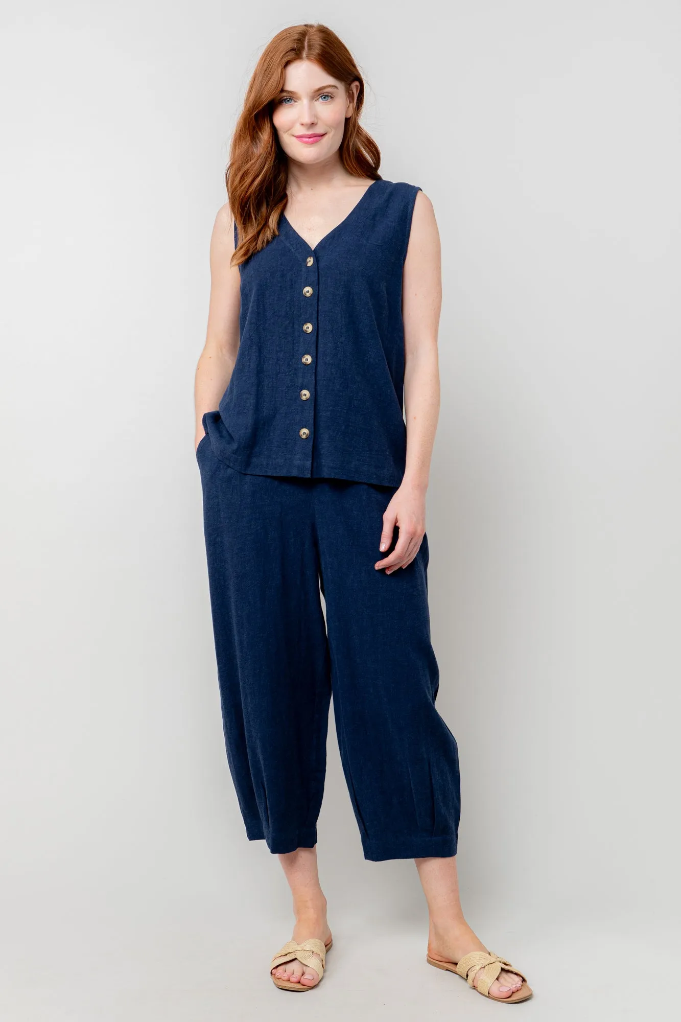 Sail Linen Blend Cropped Trousers