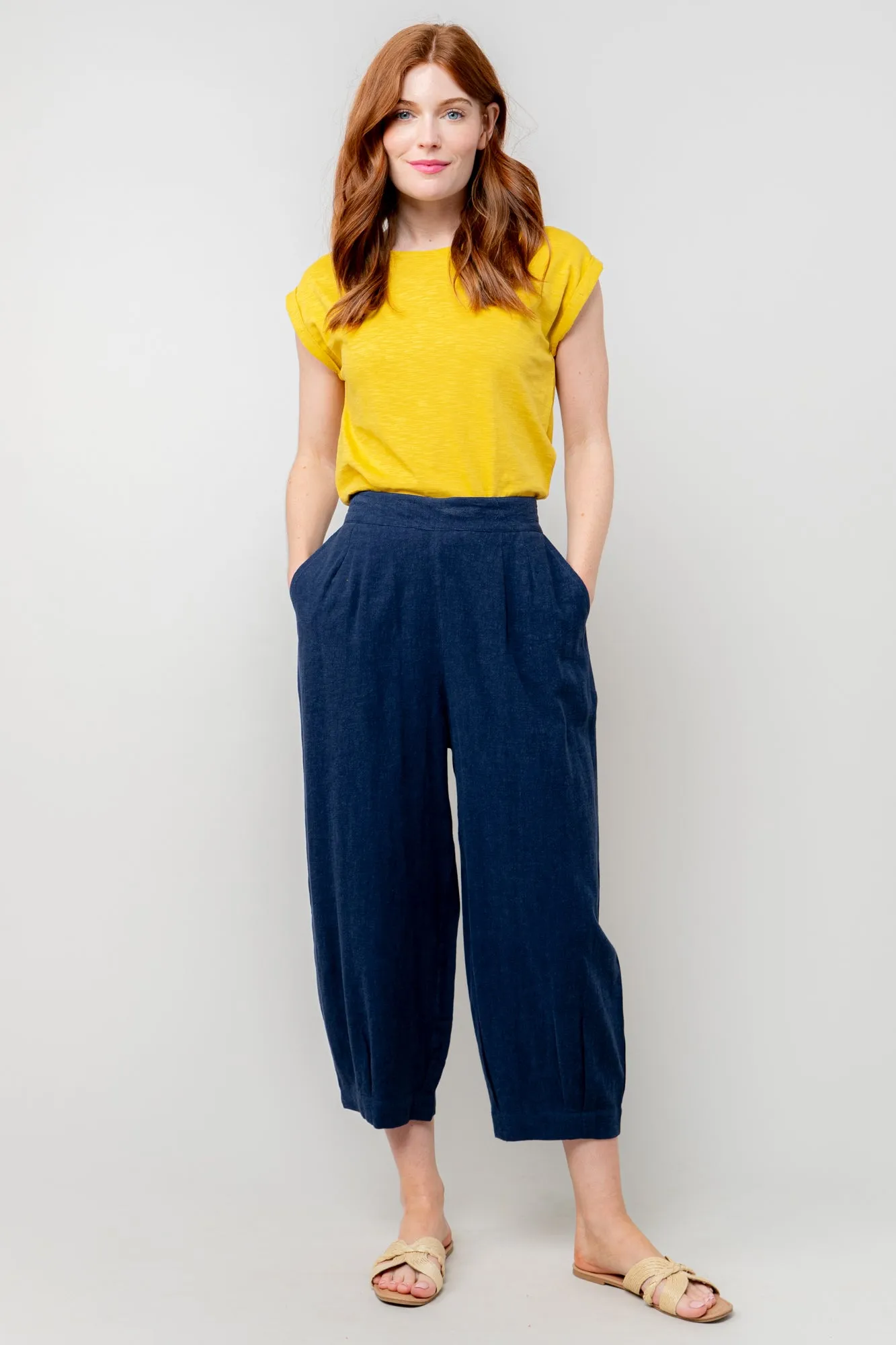 Sail Linen Blend Cropped Trousers