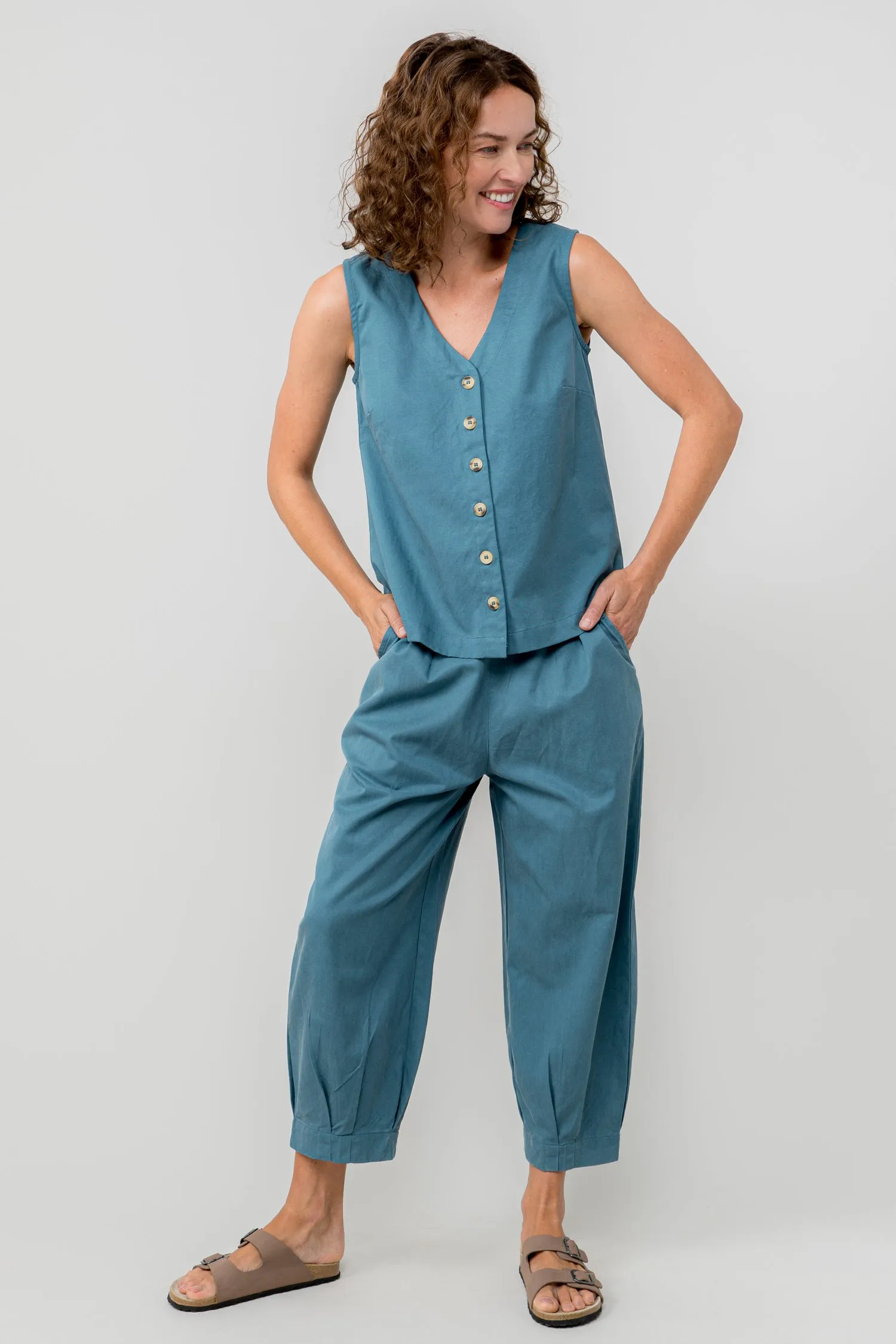 Sail Tencel Cotton Cropped Trousers