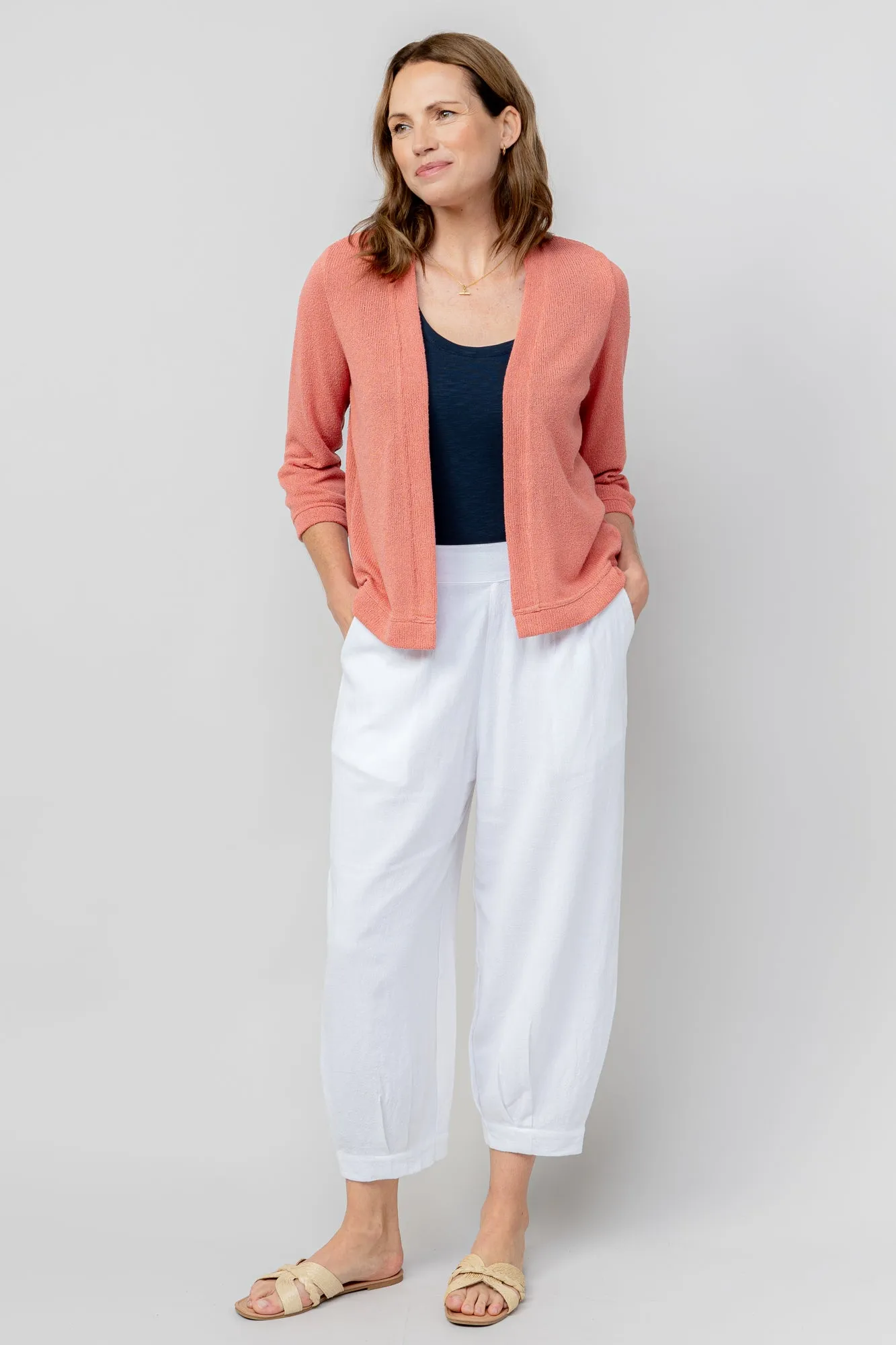 Sail White Linen Blend Cropped Trousers
