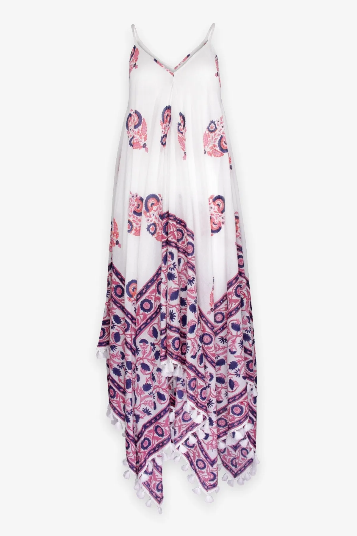 Sanu Floral Scarf Dress in White/Pink