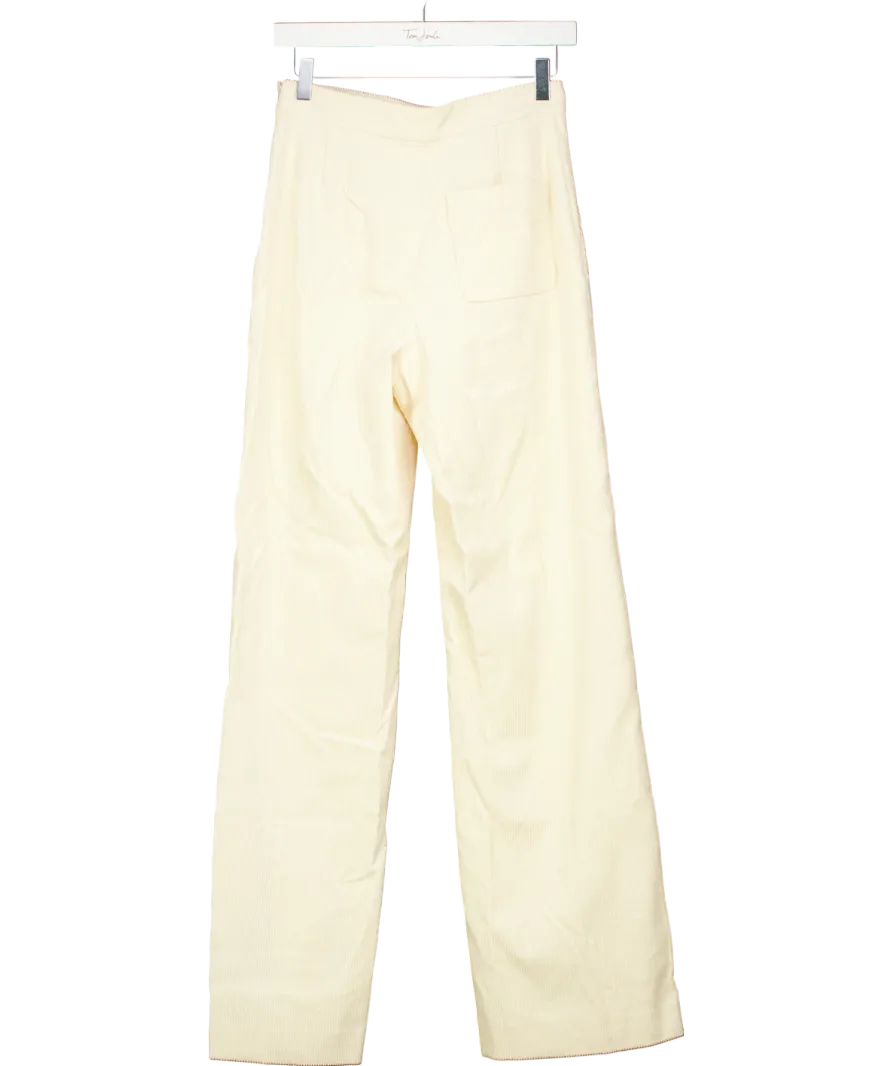 Sezane Cream Croduroy Marino Button Detail Trousers UK 8