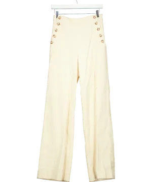 Sezane Cream Croduroy Marino Button Detail Trousers UK 8