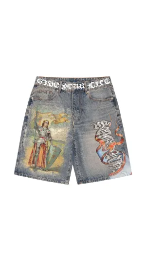 SH "JOAN" DENIM SHORTS (WHEAT INDIGO)