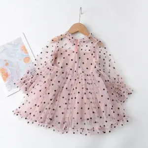Sheer Sleeve Polka Dress