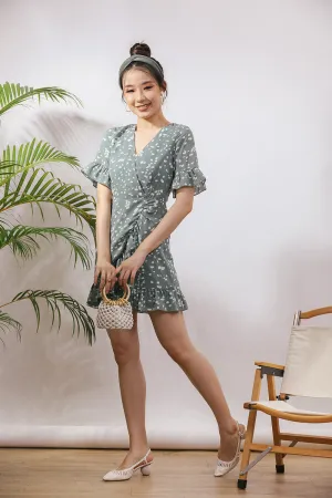 Sherinda Midi Dress in Sea Green Polka Dot
