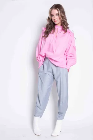 Sheryl May Grey Wool Crepe Eastern Trousers