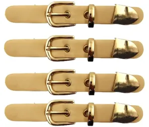 Shiny Gold With Cream PU Prong Belt Buckle