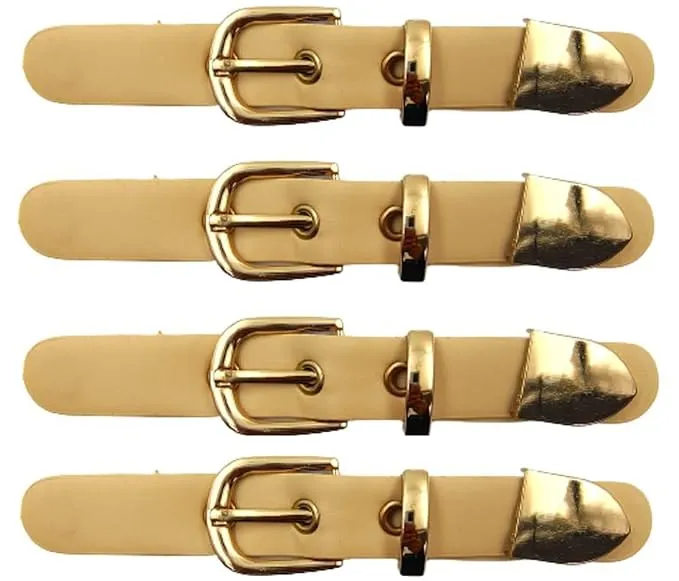 Shiny Gold With Cream PU Prong Belt Buckle