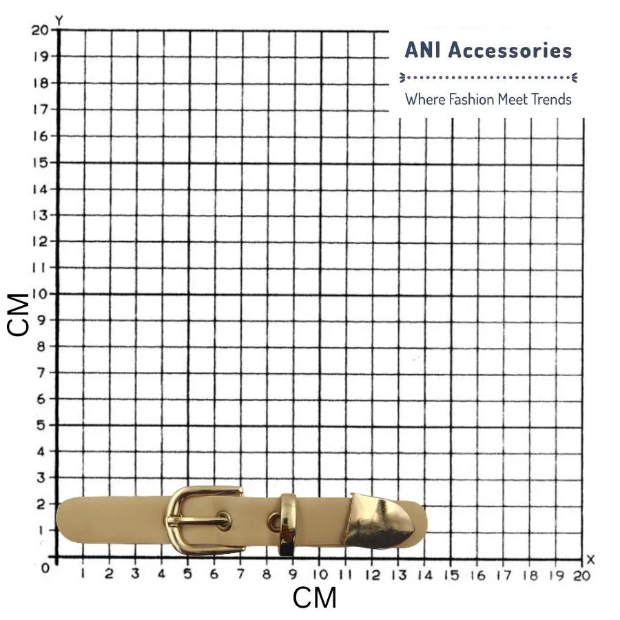 Shiny Gold With Cream PU Prong Belt Buckle