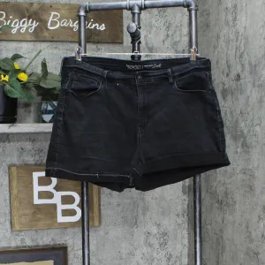 Signature Levi Strauss Womens Denim High Rise Rolled Cuff Shorts Black 18