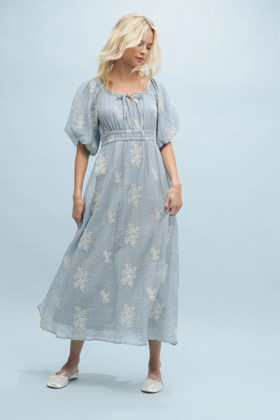 Skye Floral Embroidered Midi Dress