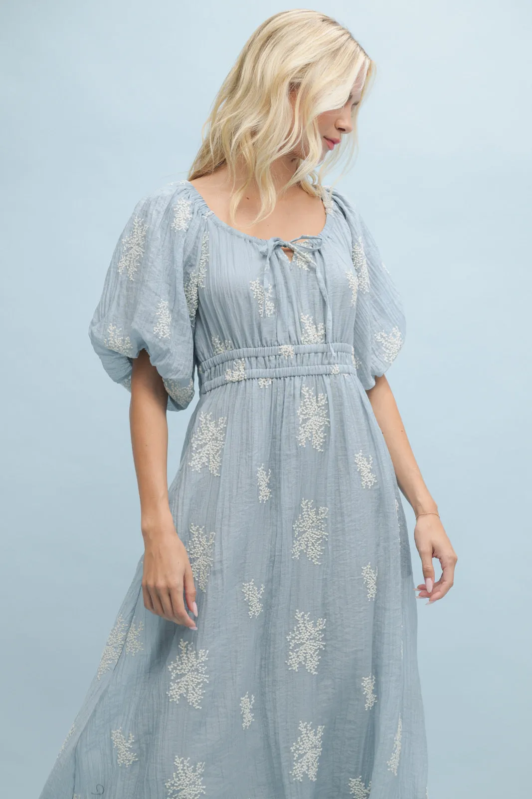 Skye Floral Embroidered Midi Dress