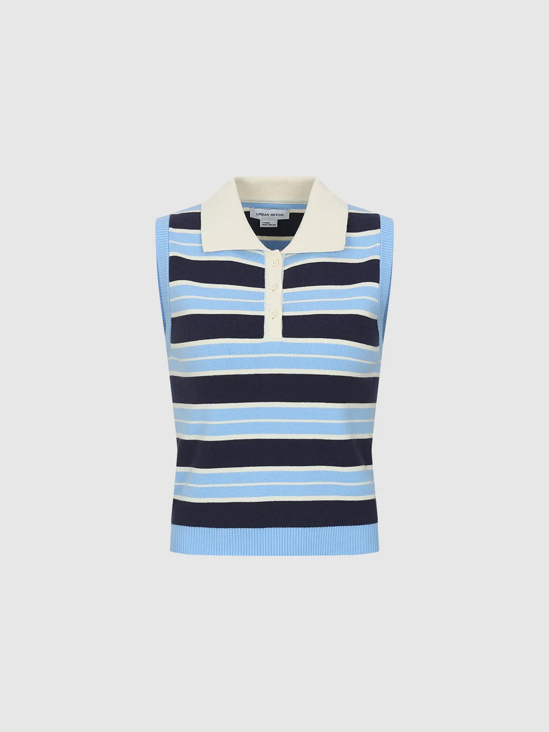 Sleeveless Striped Knitted T-Shirts