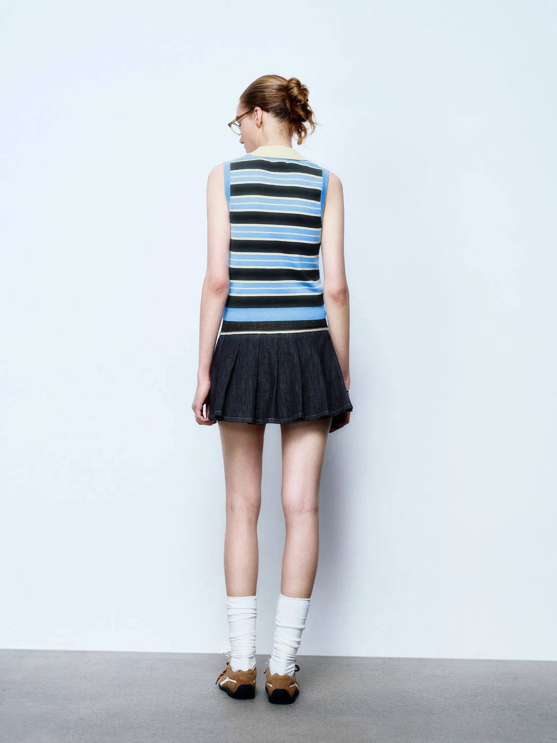 Sleeveless Striped Knitted T-Shirts