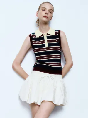 Sleeveless Striped Knitted T-Shirts
