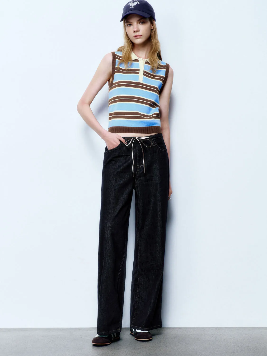 Sleeveless Striped Knitted T-Shirts