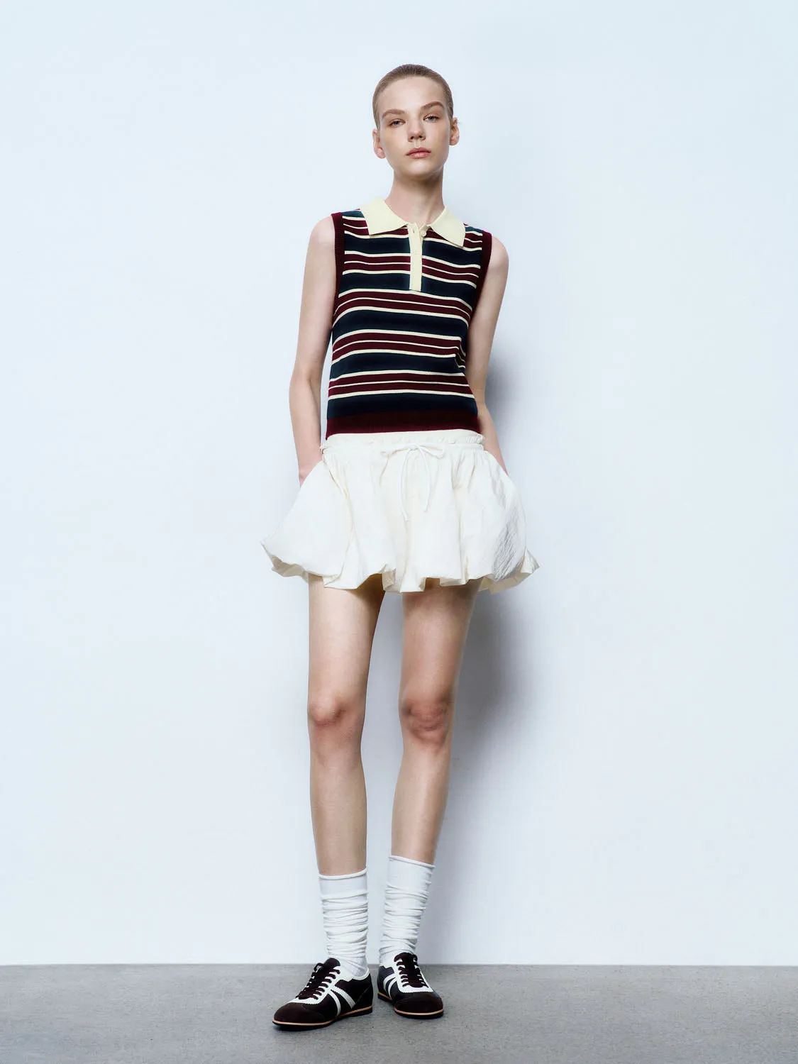 Sleeveless Striped Knitted T-Shirts