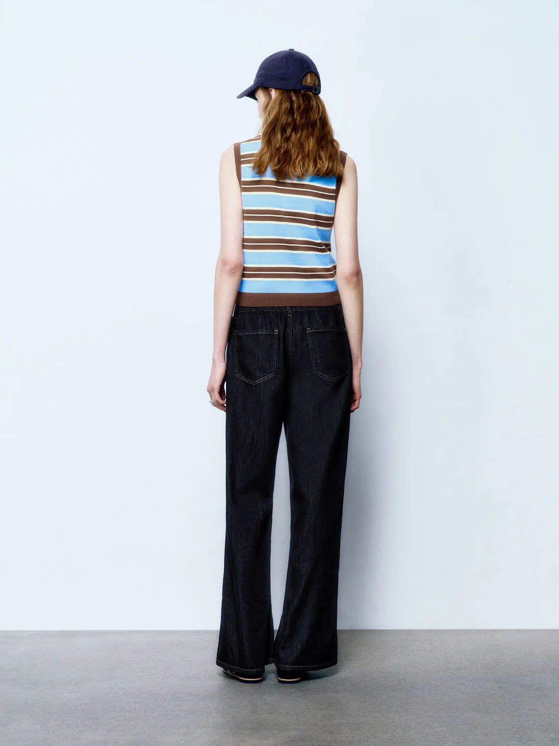 Sleeveless Striped Knitted T-Shirts