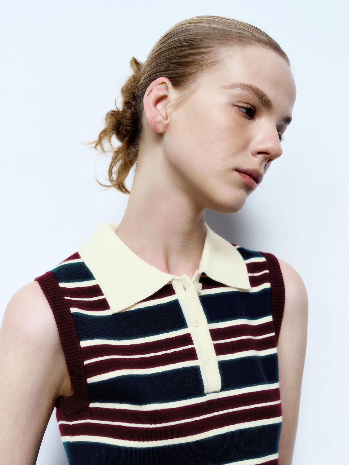 Sleeveless Striped Knitted T-Shirts