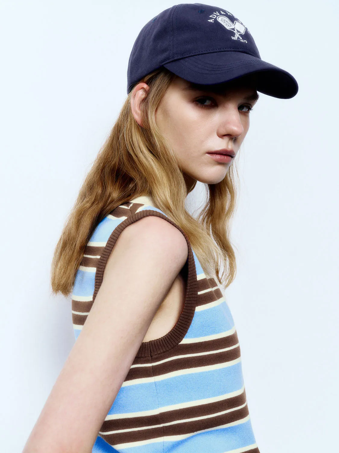 Sleeveless Striped Knitted T-Shirts