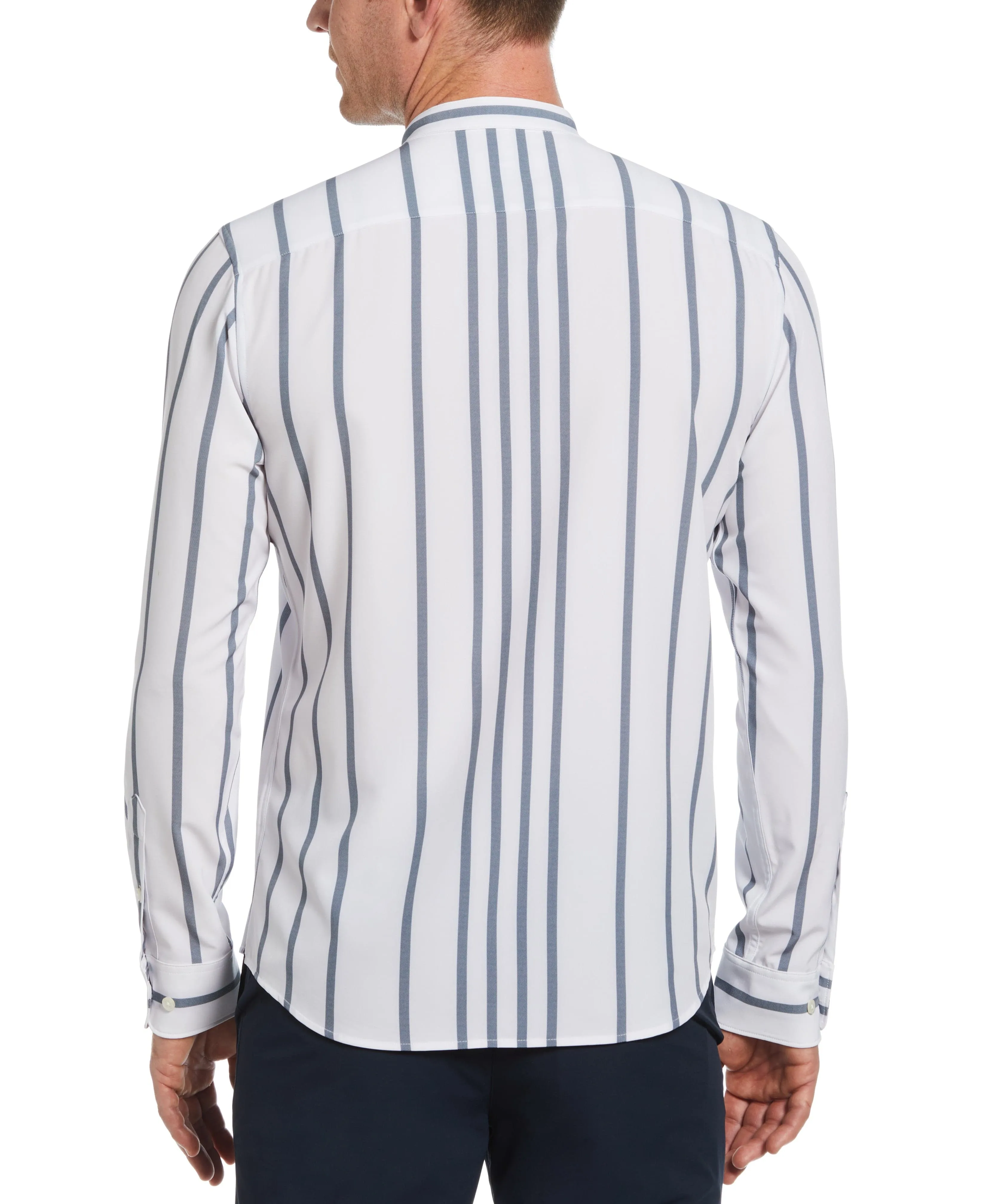 Slim Fit Total Stretch Striped Banded Collar Shirt