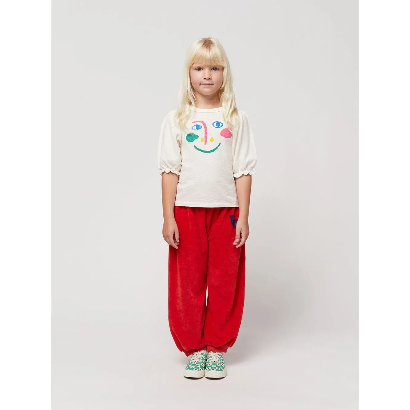Smiling Mask Puffed Sleeves T-Shirt