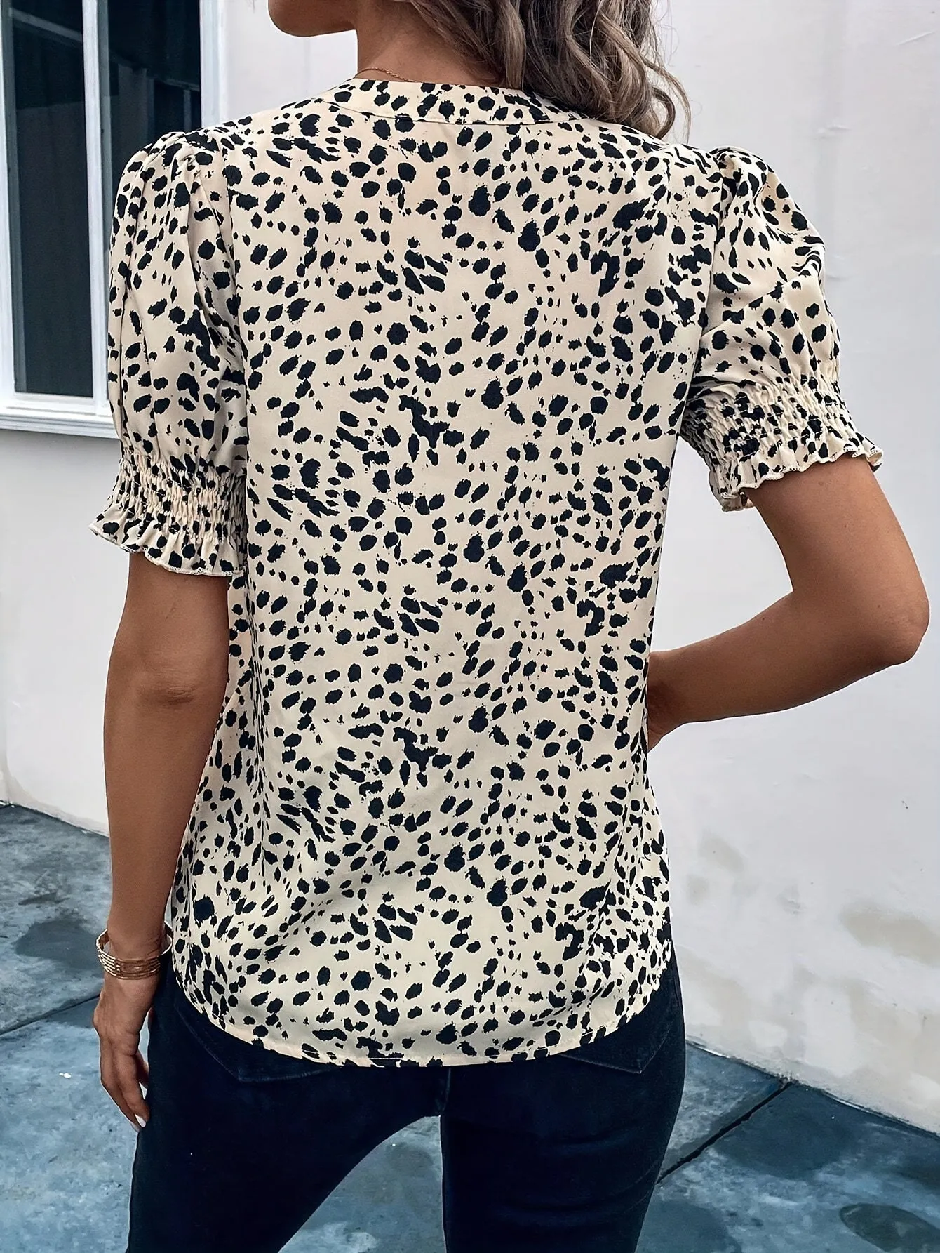 Sofia™ | Chic Puff Sleeve Notch Shirt