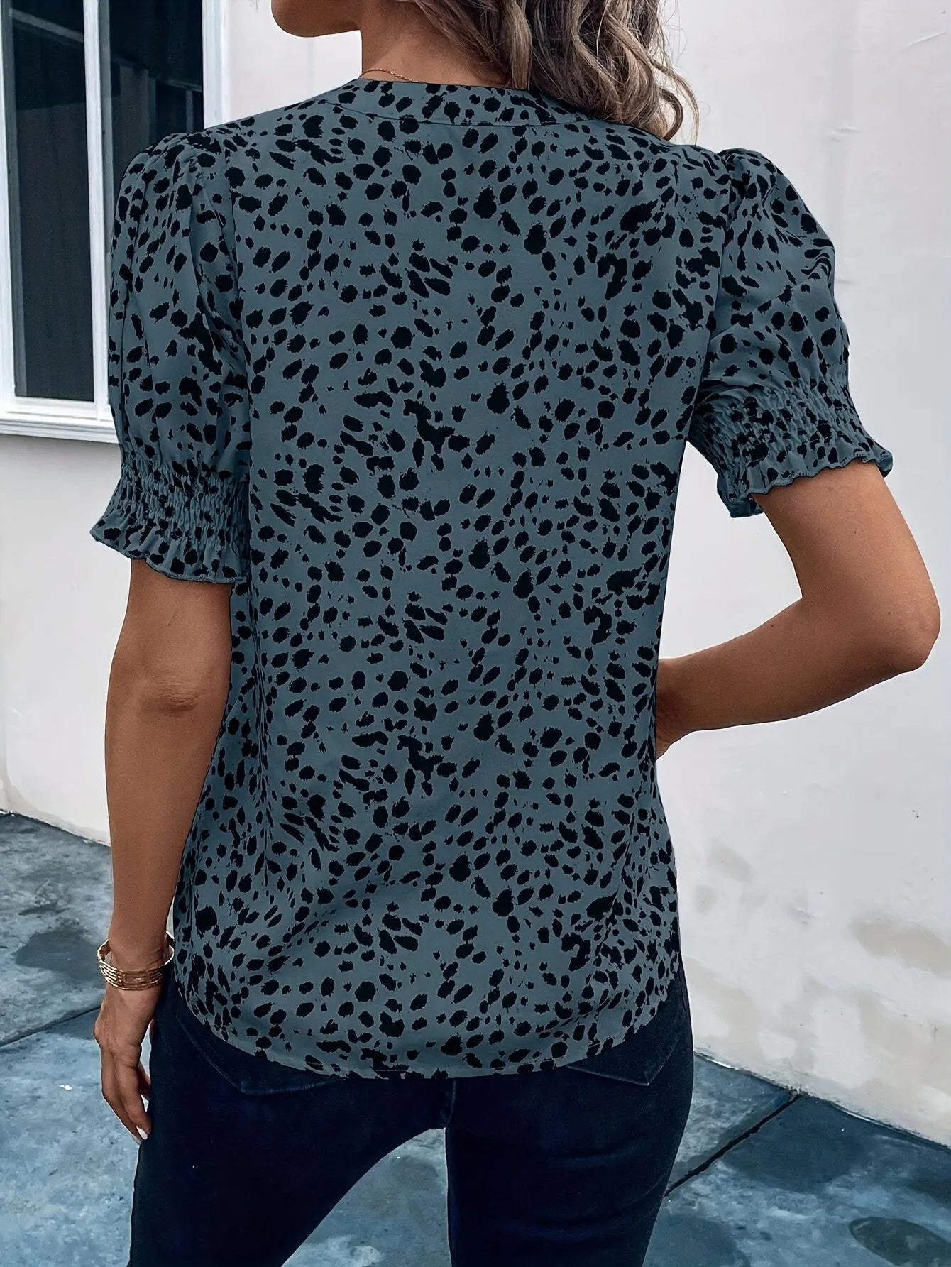 Sofia™ | Chic Puff Sleeve Notch Shirt